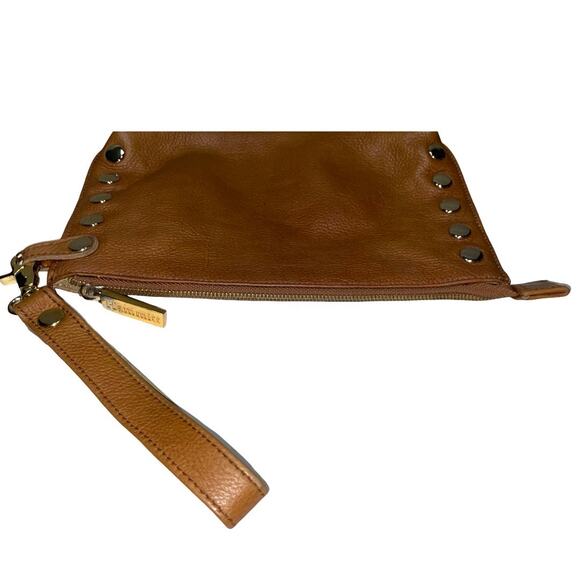 Hammitt Los Angeles Brown Leather Gold Studded Wristlet Clutch - Picture 3 of 7